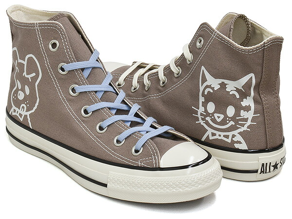CONVERSE ALL STAR AGED HI / OSAMU GOODS 【コンバース オールスター エイジド ハイ】 【オサムグッズ 原田治 キャット＆ドッグ ブラウン】 CAT & DOG (1SE929)