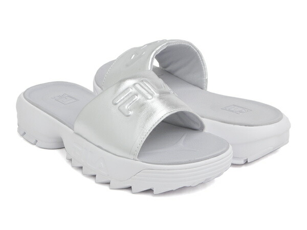 fila sandals silver