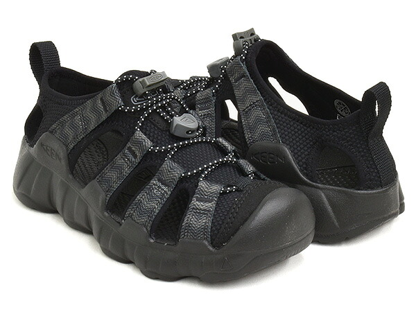 KEEN YOUTH HYPERPORT H2 【キーン ユース ハイパーポート エイチツー】 【ビッグキッズ ジュニア 子供 アウトドア スポーツ サンダル フェス キャンプ 水陸両用 ブラック】 BLACK / STEEL GREY