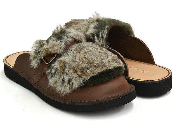 Organic handloom HEREND 【オーガニックハンドルーム ヘレンド】 【ファー クロッグ サンダル 日本製 MADE IN JAPAN】 DARK BROWN