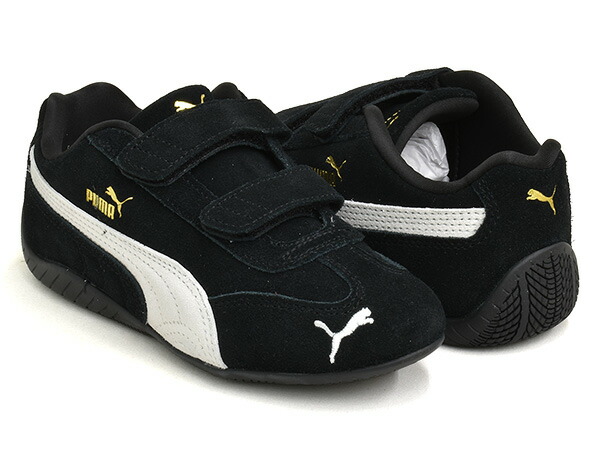 PUMA SPEEDCAT OG V PS【プーマ スピードキャット オージー ヴィー ピーエス】【ベルクロ キッズ ジュニア 子供 レーシング ドライビング シューズ ロープロファイル レースコア ブラック ホワイト】PUMA BLACK - PUMA WHITE画像