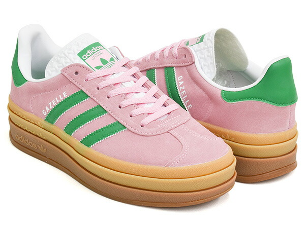 【現価格での販売は4/12 23/59まで】 adidas GAZELLE BOLD W 【アディダス ガッツレー ボールド ウィメンズ ガゼル】 【テラス ファッション トレーニング トレーナー カジュアル レディース ピンク グリーン】 TRUPNK / GREEN / FTWWHT