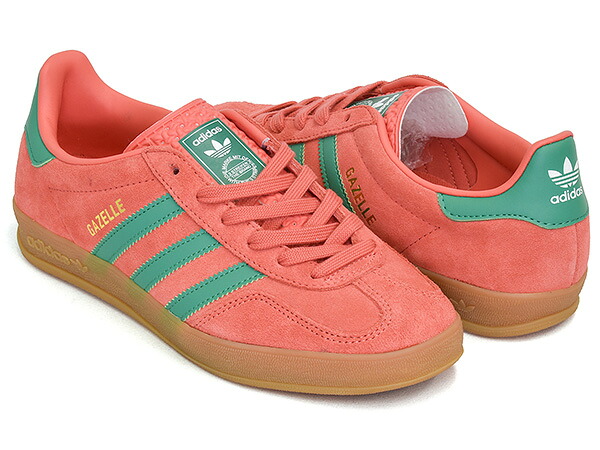 adidas GAZELLE INDOOR【アディダス ガッツレー インドア ガゼル】【テラス ファッション トレーニング トレーナー カジュアル メンズ ウィメンズ レディース ピンク グリーン】PRELSC / COUGRN / FTWWHT｜GETTRY MAG