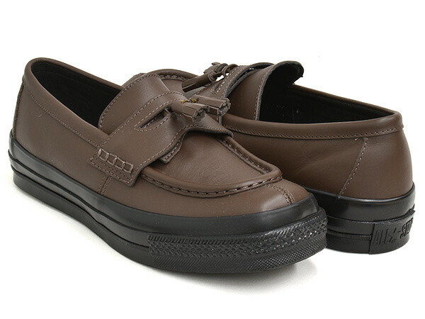 【現通貨価値での売りわたすは6/16 23:59まで】CONVERSE ALL STAR SQUARETOE LOAFER【コンバース オールスター】【真四角トゥー 置き目毛皮 うす暗い赤銅色 黒いこと】DARK BROWN / BLACK (1SE902)