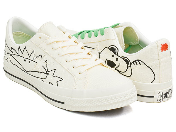 CONVERSE ONE STAR CANVAS / DAISUKE KONDO【コンバース ワンスター キャンバス】【ダイスケ コンドウ くま ペンギン 月 太陽 海外製 ホワイト】WHITE|GETTRY MAG