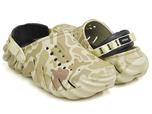 【現価格での販売は4/12 23/59まで】 crocs ECHO DUCK CAMO CLOG 【クロックス エコー クロッグ】 【ダック カモ 迷彩】 【厚底 サンダル メンズ ウィメンズ レディース ユニセックス 男性 女性 限定】 BONE / BLACK