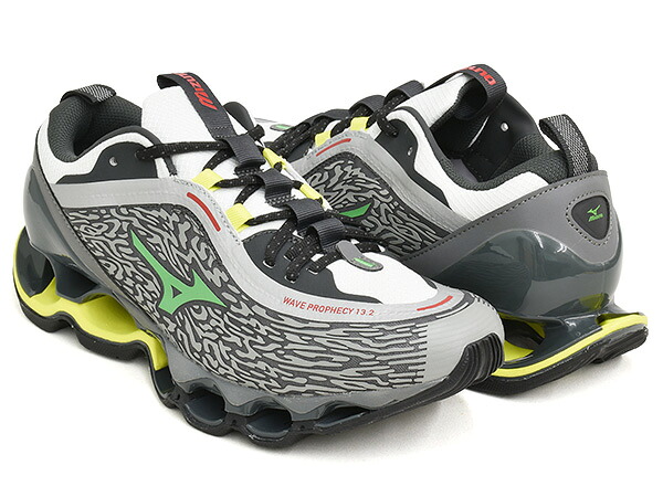 【現価格での販売は4/12 23/59まで】 MIZUNO WAVE PROPHECY 13.2 【ミズノ ウエーブ プロフェシー サーティーン ポイント ツー ウェーブ】 【ランニング シューズ メンズ 紳士 男性 グレー】 QUIET SHADE / VIBRANT GREEN / GF WHITE
