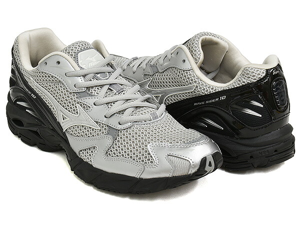 MIZUNO WAVE RIDER 10【ミズノ ウエーブ ライダー 10 ウェーブ】【国内正規品 ライフスタイル ランニング シューズ メンズ ウィメンズ レディース シルバー ブラック】HARBOR MIST / SILVER / BLACK|GETTRY MAG