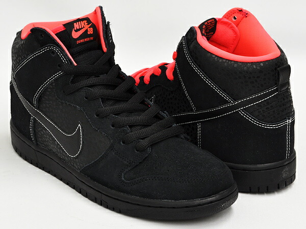 Men's Nike Dunk High SB Pro Black Safari Atomic Red Sneakers : G63i2045 Men's Nike Dunk High SB Pro Black Safari Atomic Red Sneakers : G63i2045