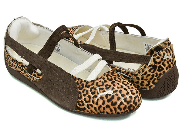 PUMA SPEEDCAT BALLET WILD WNS 【プーマ スピードキャット バレエ ワイルド ウィメンズ】 【アニマル レパード ヒョウ柄 レーシング ドライビング シューズ ロープロファイル フラット レースコア バレエコア レディース】 CHOCOLATE - WARM WHITE