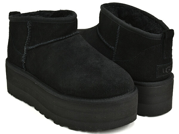 UGG CLASSIC ULTRA MINI PLATFORM【アグ クラシック ウルトラ ミニ プラットフォーム】【ブーツ 厚底 カジュアル シューズ スエード スウェード】【ウィメンズ レディース 女性 ブラック 黒】BLACK｜GETTRY MAG