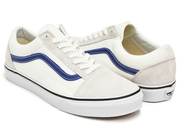 white vans with blue stripe