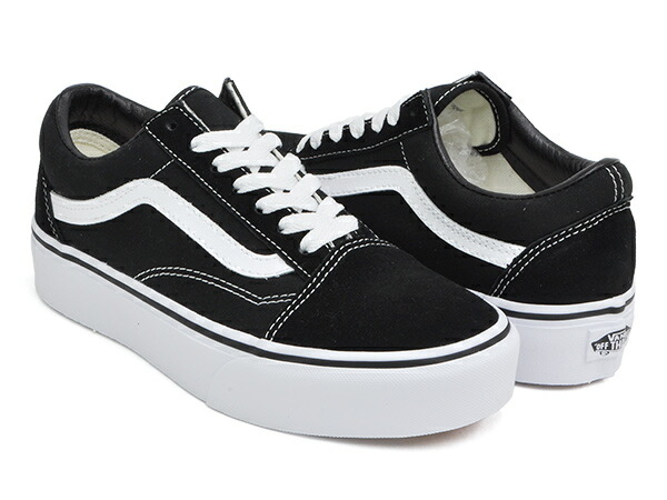 VANS OLD SKOOL PLATFORM【バンズ 年寄りの学院 プラットホーム 厚底】【ウィメンズ レディース ガールズ お坊っちゃん 亭主もち 大きさ】BLACK / WHITE