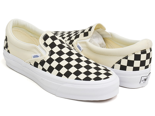 VANS PREMIUM SLIP-ON REISSUE 98【バンズ プレミアム スリッポン リイシュー エルエックス ラックス】【ボルト VAULT オーティーダブリュー OTW】LX CHECKERBOARD BLACK / OFF WHITE画像