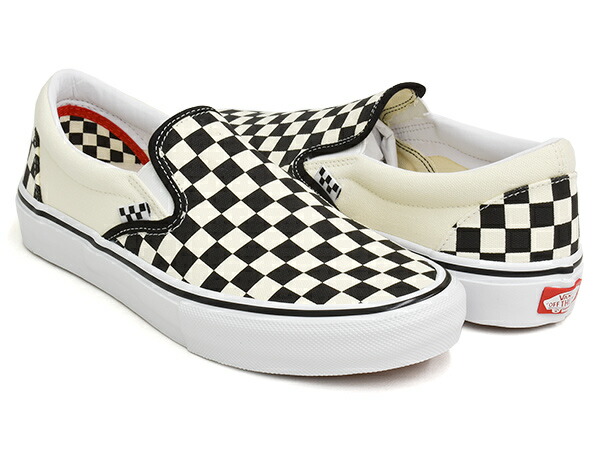 VANS SKATE SLIP-ON【バンズ 滑る スリッポン チェッカーゲーム盤 照合のしるし】【滑るゲーム盤 SKATEBOARDING SB 労働者階級 PRO】(CHECKERBOARD) BLACK / OFF WHITE