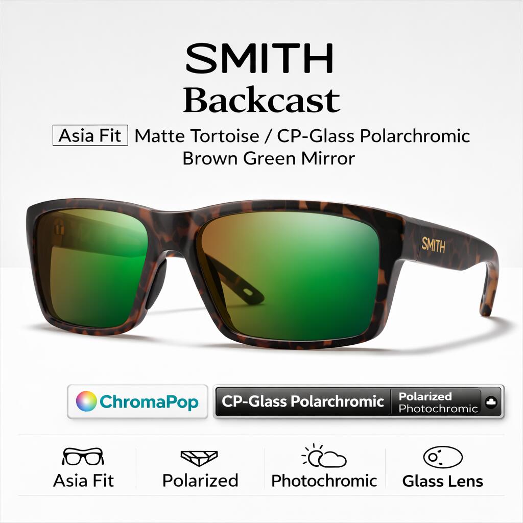 SMITH スミス Backcast うしろ側役をつける Matte Tortoise CP Glass Polarchromic Brown Green Mirror アジア相応う 硝子偏光調光 黒眼鏡