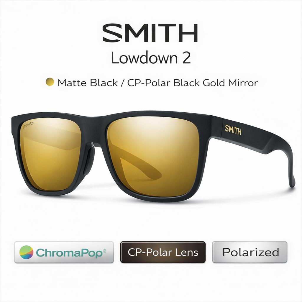 SMITH スミス サングラス 【 Lowdown 2 Matte Black Gold 】 フィッシング アウトドア ファッション サーフィン キャンプ 自転車 クロマポップ 偏光｜G.F.CREEK 23,100円