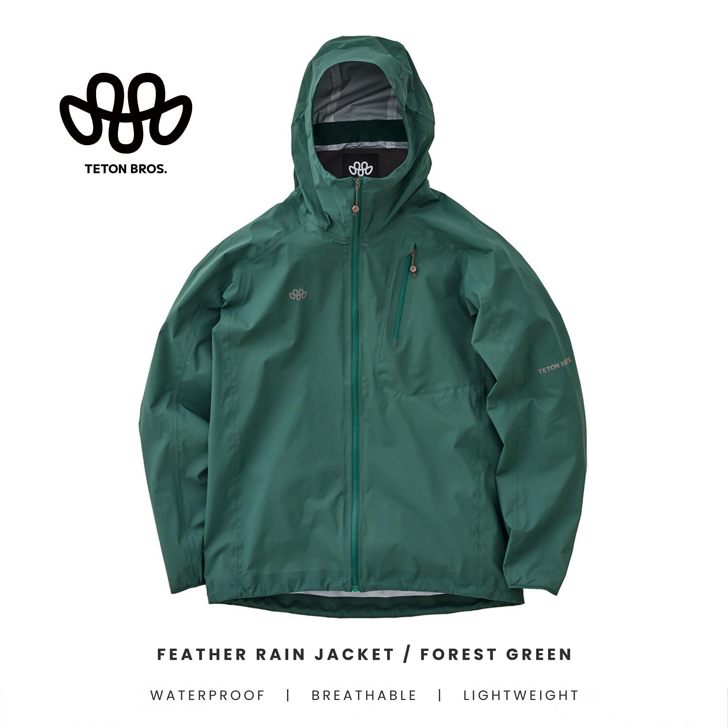 TETON BROS FEATHER RAIN JACKET FOREST GREEN TB261-01M レインジャケット 防水 透湿 20000mm 軽量 フェザーレインジャケット ティートンブロス 22,649円