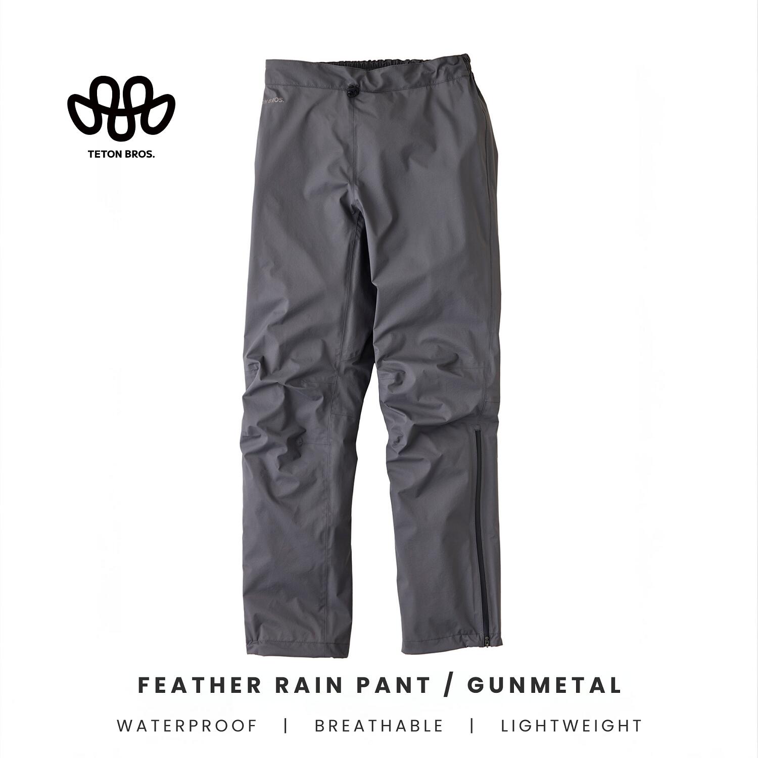 TETON BROS FEATHER RAIN PANT GUNMETAL TB261-02M ティートンブロス レインパンツ 防水 軽量 レインウェア 登山 トレイルラン フェザーレインパンツ