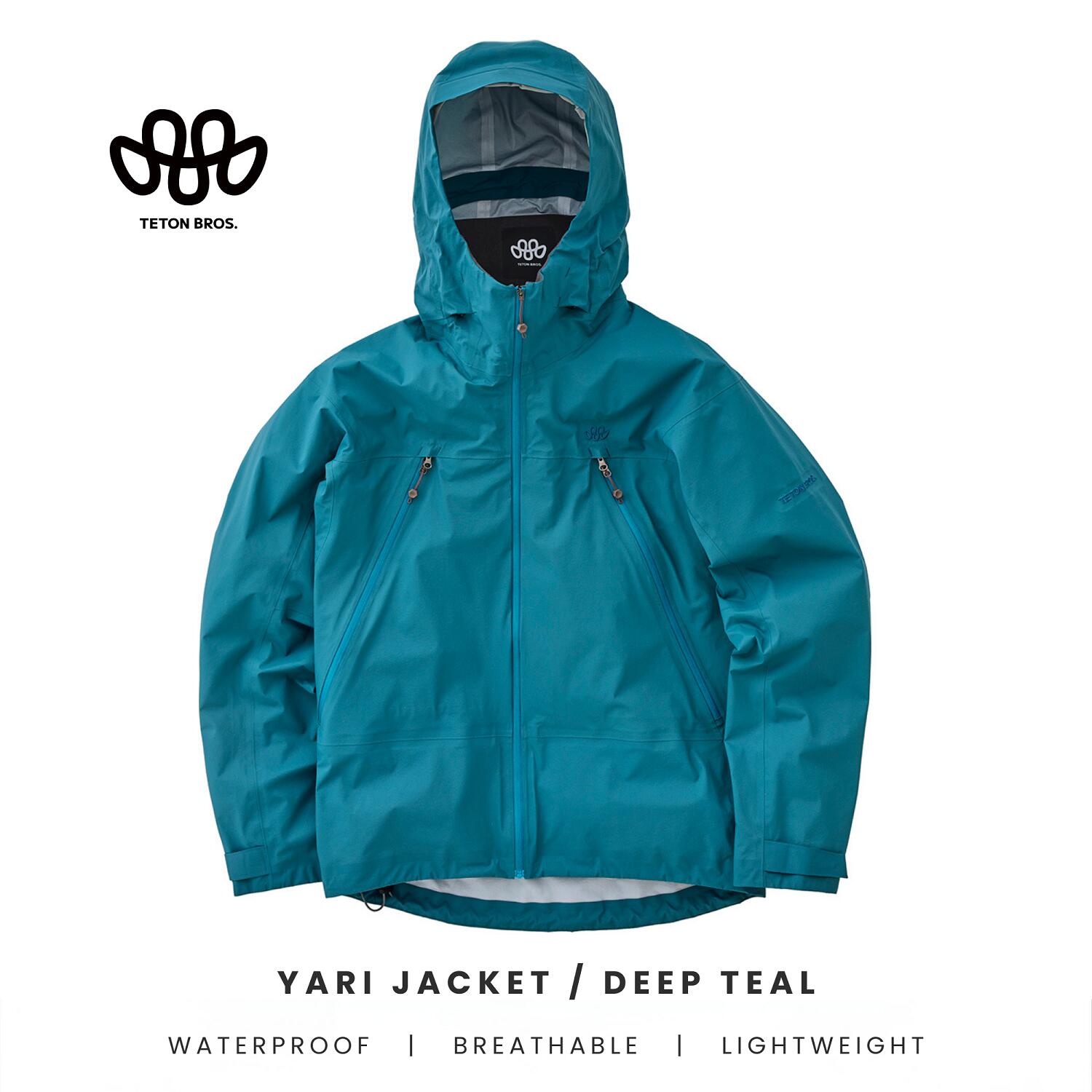 TETON BROS YARI JACKET DEEP TEAL 結核症261-04M ティートンブロス ヤリ上衣 レインジャケット 雨合羽 軽さ 捉え所のない甲殻 山登り トレイル幽客 アウトドア
