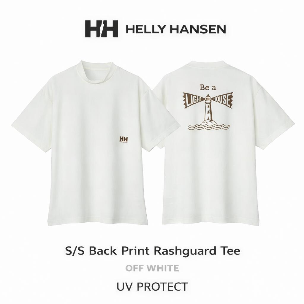 HELLY HANSEN BACK PRINT RASHGUARD TEE OW HE82633 オフホワイト ラッシュガード 半袖 Tシャツ UVカット UPF50＋ ヘリーハンセン 6,600円