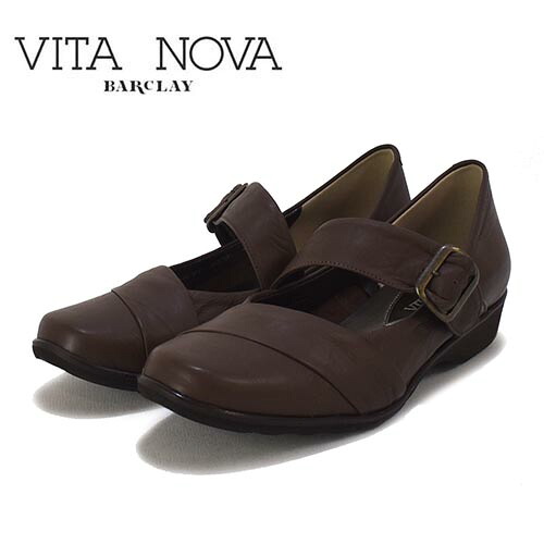 ビタノーバ　VITA NOVA　革　甲ストラッ　ローヒールパンプス