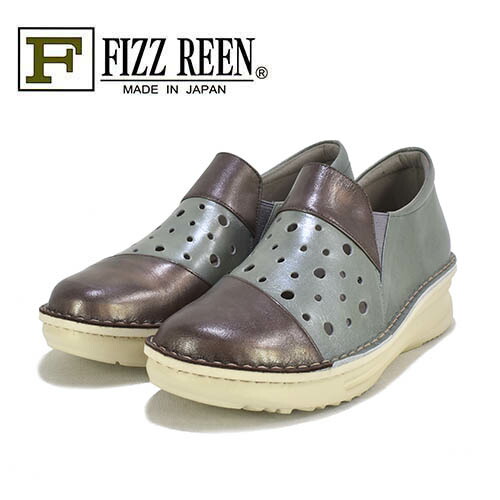 FIZZREEN フィズリーン 革 レザーカット バイカラー スリッポン