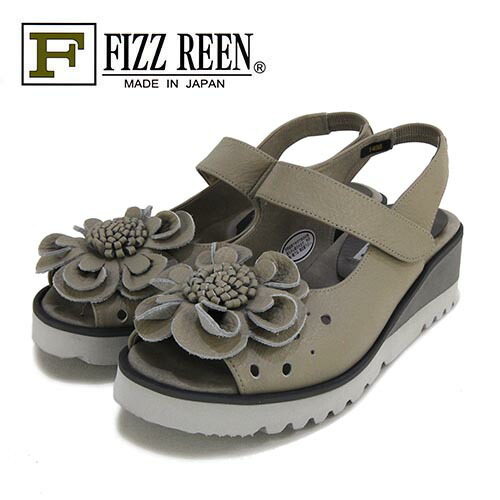 FIZZ REEN　フィズリーン　革　フラワーモチーフ　厚底　サンダル