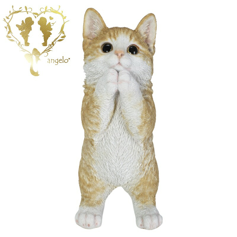 【ぜ～んぶクーポンで10％OFF】送料無料 【おねだりビスケットとら白猫】 　CAT　リビング 玄関　ガーデン 雑貨 オーナメント おしゃれ置物 樹脂 お出迎え おうち時間 WooBia