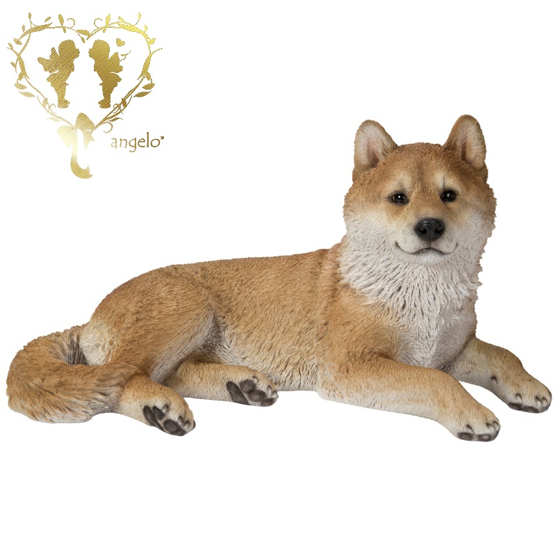 【ぜ～んぶクーポンで10％OFF】大きな【リラックス柴犬(中)】 本物そっくり 犬 置物　ガーデニング エントランス リビング おしゃれ インテリア置物 ウエルカム お出迎え　Woobia