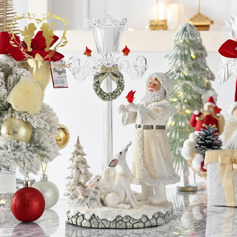 【10％OFFクーポン本日23：59まで】【Merry Christmas 】【サンタクロース】 オブジェ【LEDオルゴール】【ホワイトサンタ街灯】 【クリスマスキャロル8曲入り】美しい ホワイトLED 大人かわいい雑貨