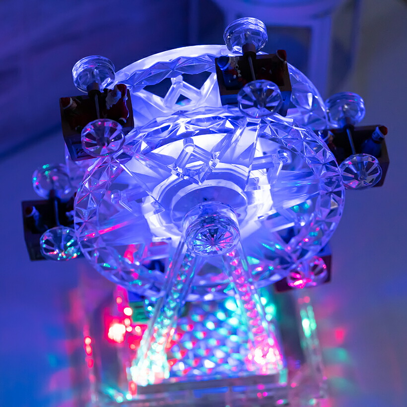 【LEDオルゴール】プレゼントガラスLEDライト【オルゴール観覧車】オーナメントグラデーション【クリスマスキャロル8曲入り】