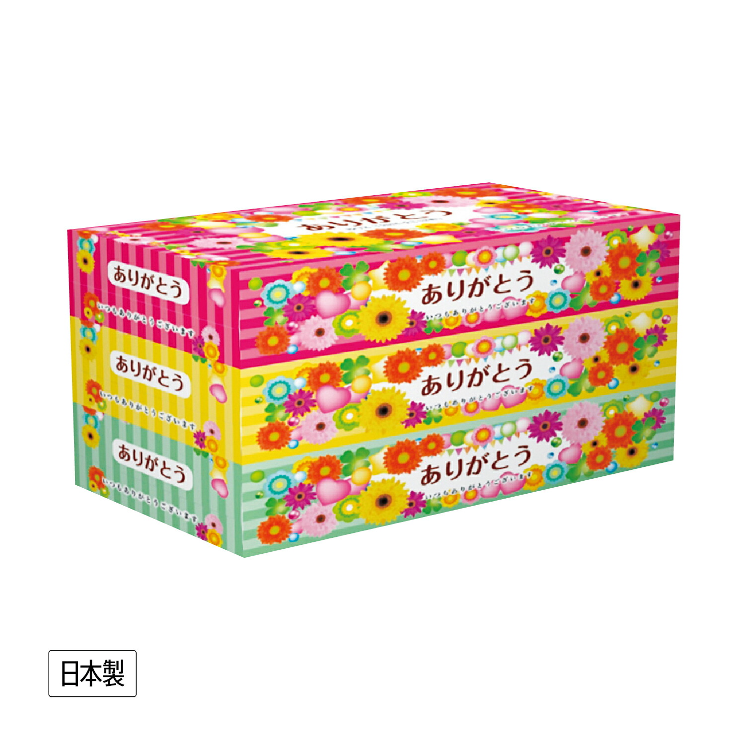 楽天市場】ありがとうBOXティッシュ 5個パック 3ケース 240個