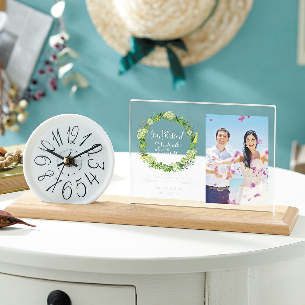 熱い販売 PhotoClock 結婚式 ご両親贈呈品 両親 プレゼント 記念品 贈呈品 披露宴 ありがとう サンキュー 時計 メッセージ 名入れ  お洒落 AI-2022 fucoa.cl