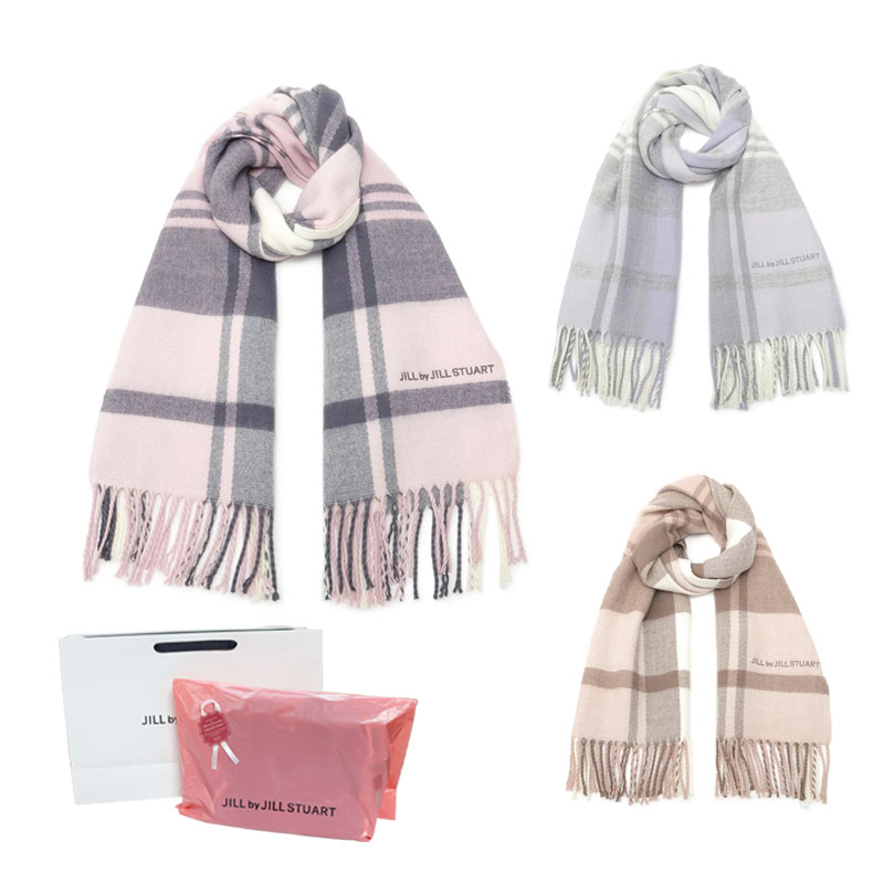 【 国内正規品 公式ラッピング 】ジルバイジルスチュアート JILLbyJILLSTUART エンブロイダリーロゴチェックストール 1255298020 プレゼント クリスマス おしゃれ 学生 社会人 祝 贈り物 ストール マフラー クリスマス 娘 彼女