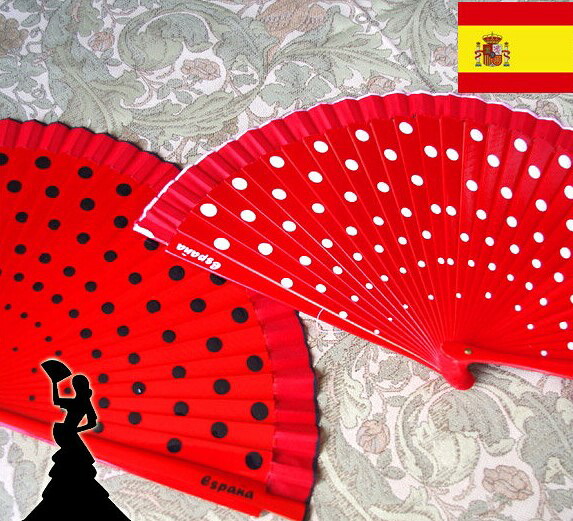スタンダードアバニコ(扇子)23ｃｍ カラー全2種/ドット(水玉)アンダルシア地方/フラメンコ/ダンス/スペイン/手書き/ペイント/キレイ/綺麗/美しい/油彩/