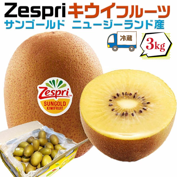 キウイフルーツ ゼスプリ サンゴールド 3kg 【クール便指定】キウィ 18-30玉入【茶箱・無地段ボール指定】　Zespri Kiwi Fruit  ニュージーランド産　ギフト・お中元・父の日　フルーツ　果物・送料無料