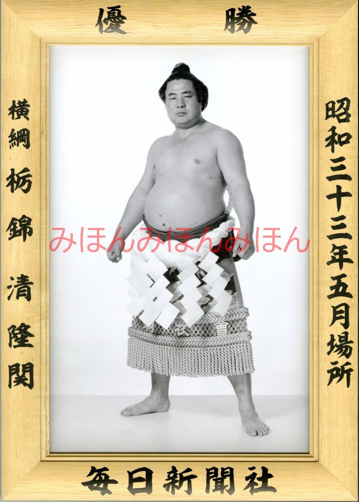 栃錦清隆関　優勝ミニ額 大相撲ミニ額 大相撲優勝額　昭和３３年５月場所 優勝 横綱 栃錦清隆関（７回目の優勝）優勝記念品 相撲グッズ 力士グッズ 相撲取りグッズ 国技館 限定品 記念品 コレクション 写真 S3305