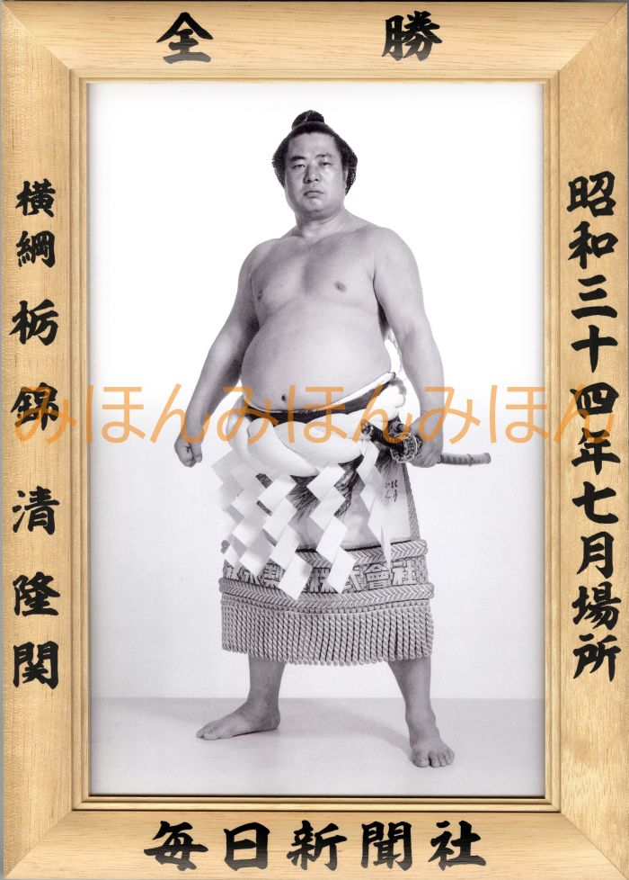 栃錦清隆関　優勝ミニ額 大相撲ミニ額 大相撲優勝額　昭和３４年７月場所 全勝 横綱 栃錦清隆関（９回目の優勝）優勝記念品 相撲グッズ 力士グッズ 相撲取りグッズ 国技館 限定品 記念品 コレクション 写真 S3407