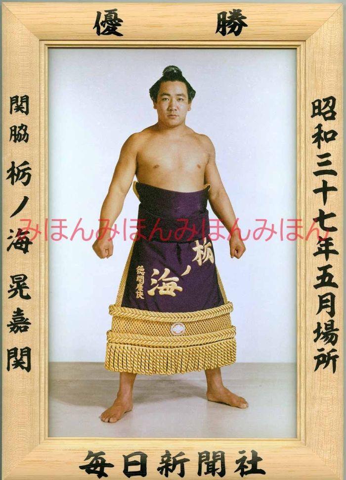 栃ノ海晃嘉関　優勝ミニ額 大相撲ミニ額 大相撲優勝額　昭和３７年５月場所 優勝 関脇 栃ノ海晃嘉関（初優勝）優勝記念品 相撲グッズ 力士グッズ 相撲取りグッズ 国技館 限定品 記念品 コレクション 写真 S3705