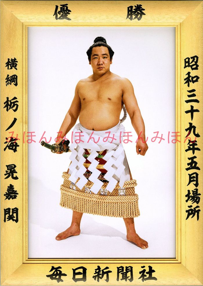 栃ノ海晃嘉関　優勝ミニ額 大相撲ミニ額 大相撲優勝額　昭和３９年５月場所 優勝 横綱 栃ノ海晃嘉関（３回目の優勝）優勝記念品 相撲グッズ 力士グッズ 相撲取りグッズ 国技館 限定品 記念品 コレクション 写真 S3905