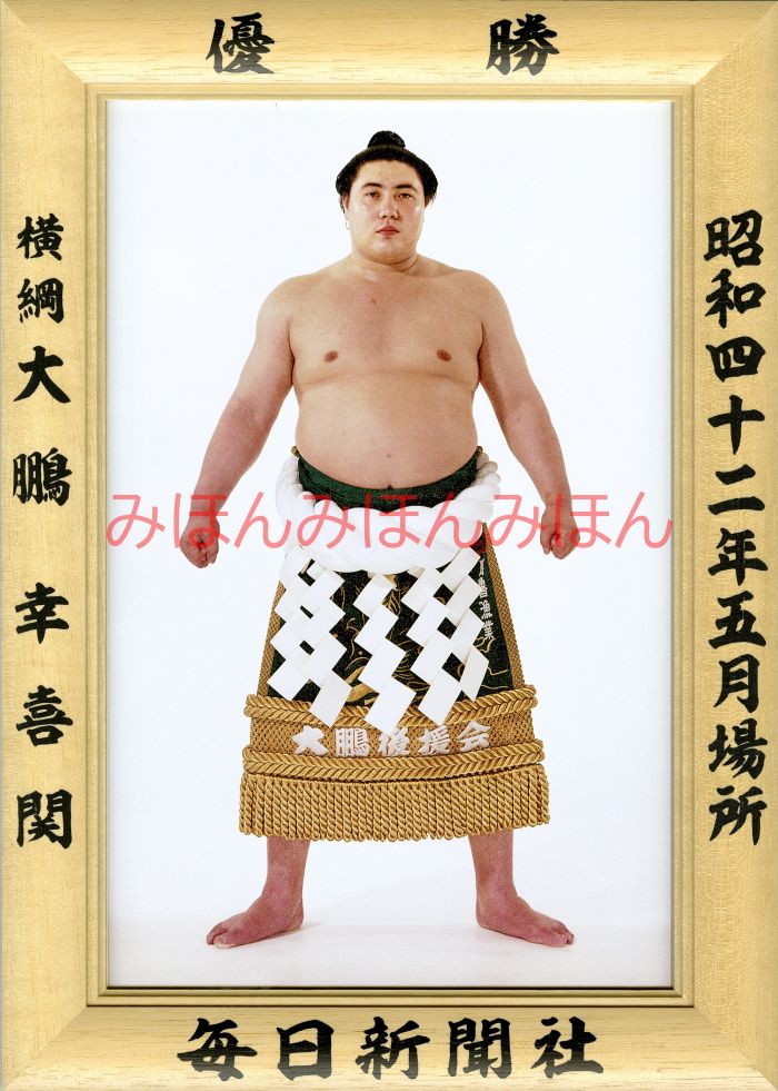 大鵬幸喜関　優勝ミニ額 大相撲ミニ額 大相撲優勝額　昭和４２年５月場所 優勝 横綱 大鵬幸喜関（２５回目の優勝）優勝記念品 相撲グッズ 力士グッズ 相撲取りグッズ 国技館 限定品 記念品 コレクション 写真 S4205