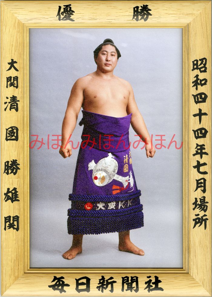 清國勝雄関　優勝ミニ額 大相撲ミニ額 大相撲優勝額　昭和４４年７月場所 優勝 大関 清國勝雄関優勝記念品 相撲グッズ 力士グッズ 相撲取りグッズ 国技館 限定品 記念品 コレクション 写真 S4407