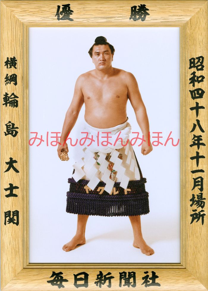 輪島大士関　優勝ミニ額 大相撲ミニ額 大相撲優勝額　昭和４８年１１月場所 優勝 横綱 輪島大士関（４回目の優勝）優勝記念品 相撲グッズ 力士グッズ 相撲取りグッズ 国技館 限定品 記念品 コレクション 写真 S4811