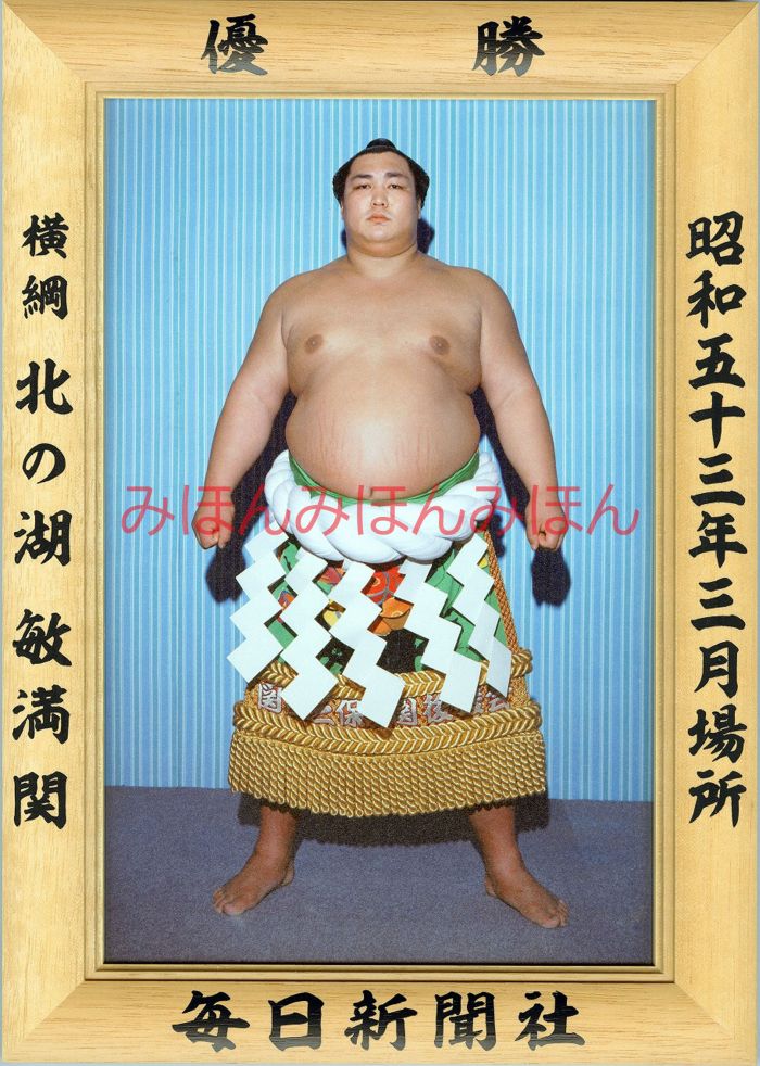 北の湖敏満関　優勝ミニ額 大相撲ミニ額 大相撲優勝額　昭和５３年３月場所 優勝 横綱 北の湖敏満関（１１回目の優勝）優勝記念品 相撲グッズ 力士グッズ 相撲取りグッズ 国技館 限定品 記念品 コレクション 写真 S5303