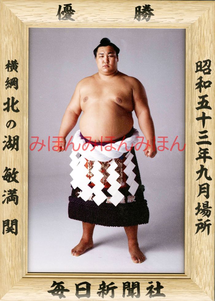 北の湖敏満関　優勝ミニ額 大相撲ミニ額 大相撲優勝額　昭和５３年９月場所 優勝 横綱 北の湖敏満関（１４回目の優勝）優勝記念品 相撲グッズ 力士グッズ 相撲取りグッズ 国技館 限定品 記念品 コレクション 写真 S5309