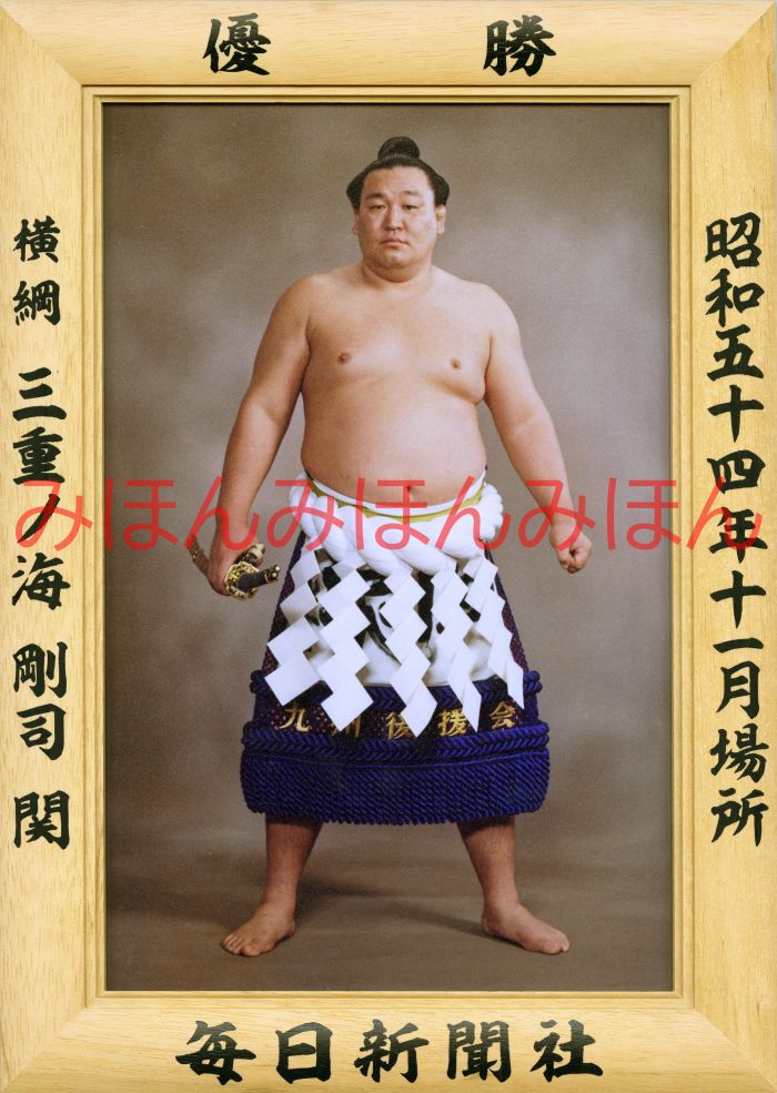 三重ノ海剛司関　優勝ミニ額 大相撲ミニ額 大相撲優勝額　昭和５４年１１月場所 優勝 横綱 三重ノ海剛司関（２回目の優勝）優勝記念品 相撲グッズ 力士グッズ 相撲取りグッズ 国技館 限定品 記念品 コレクション 写真 S5411