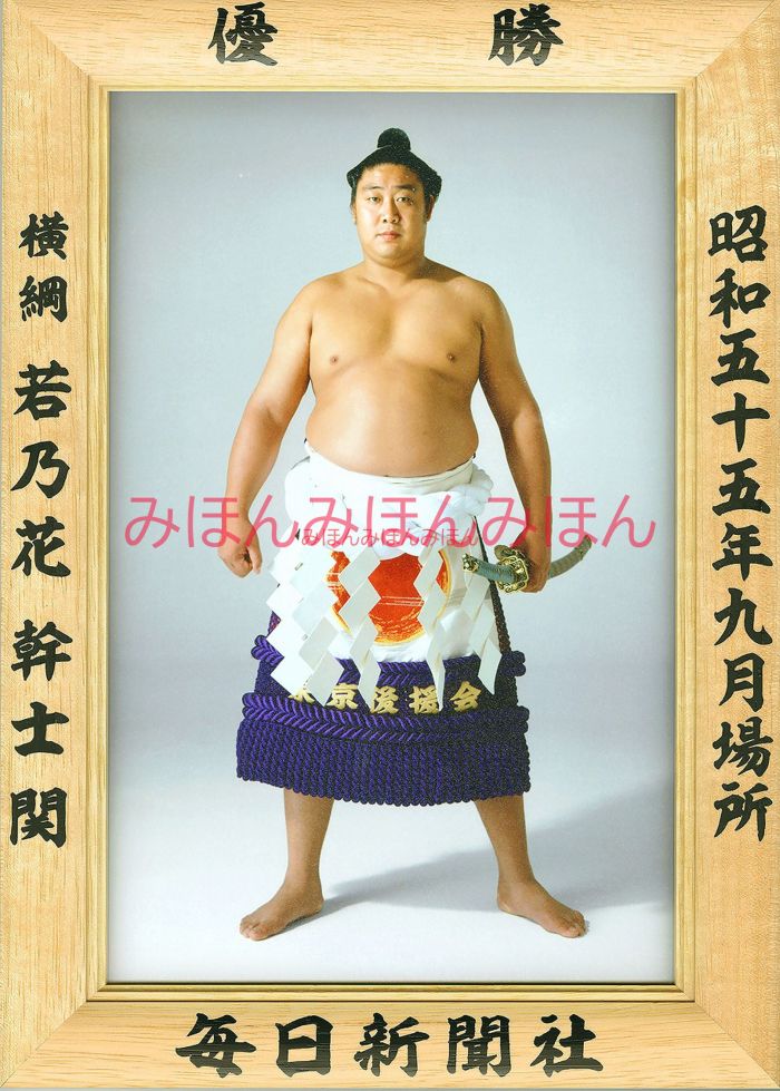 若乃花幹士関　優勝ミニ額 大相撲ミニ額 大相撲優勝額　昭和５５年９月場所 優勝 横綱 若乃花幹士関（４回目の優勝）優勝記念品 相撲グッズ 力士グッズ 相撲取りグッズ 国技館 限定品 記念品 コレクション 写真 S5509
