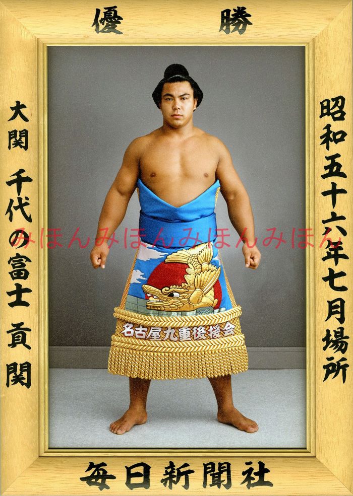 千代の富士貢関　優勝ミニ額 大相撲ミニ額 大相撲優勝額　昭和５６年７月場所 優勝 大関 千代の富士貢関（２回目の優勝）優勝記念品 相撲グッズ 力士グッズ 相撲取りグッズ 国技館 限定品 記念品 コレクション 写真 S5607