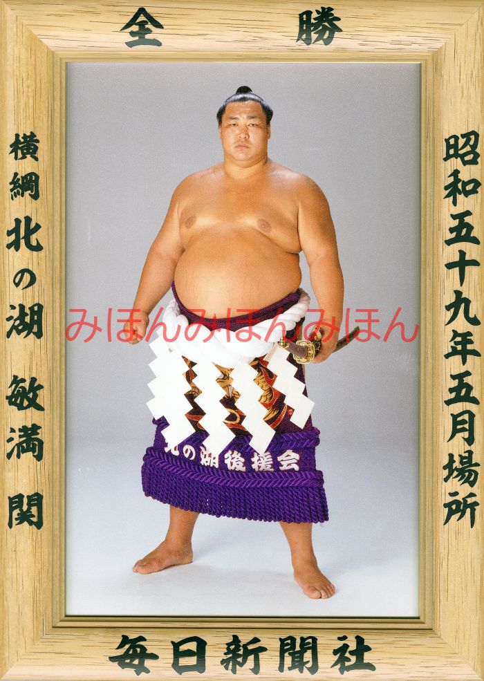 北の湖敏満関　優勝ミニ額 大相撲ミニ額 大相撲優勝額　昭和５９年５月場所 全勝 横綱 北の湖敏満関（２４回目最後の優勝）優勝記念品 相撲グッズ 力士グッズ 相撲取りグッズ 国技館 限定品 記念品 コレクション 写真 S5905